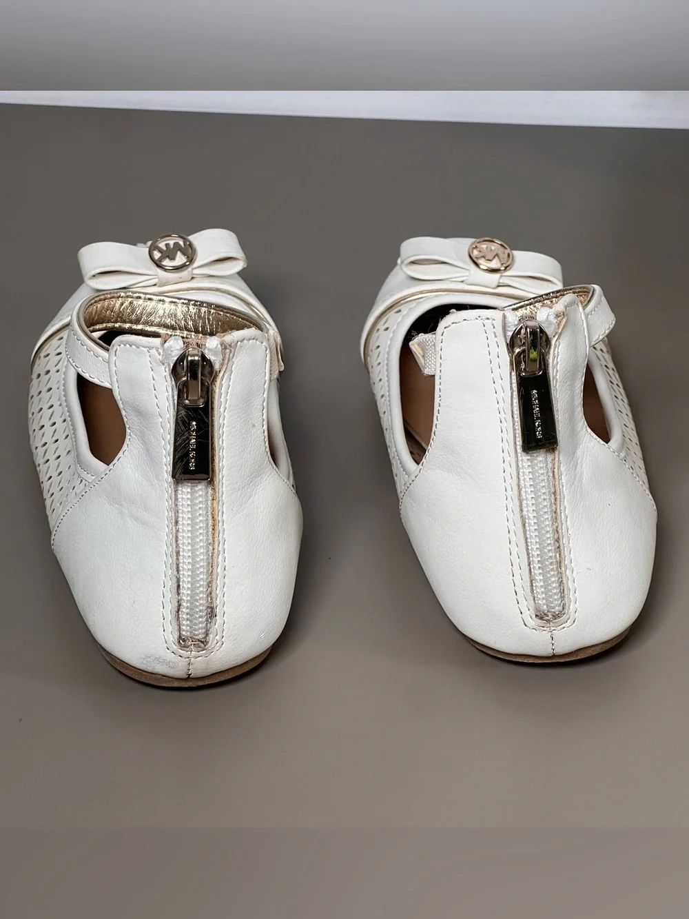 Michael Kors White Ankle Strap Flats Girls Size 2